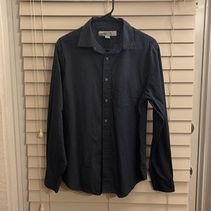 Men’s long sleeve button down shirt, navy blue